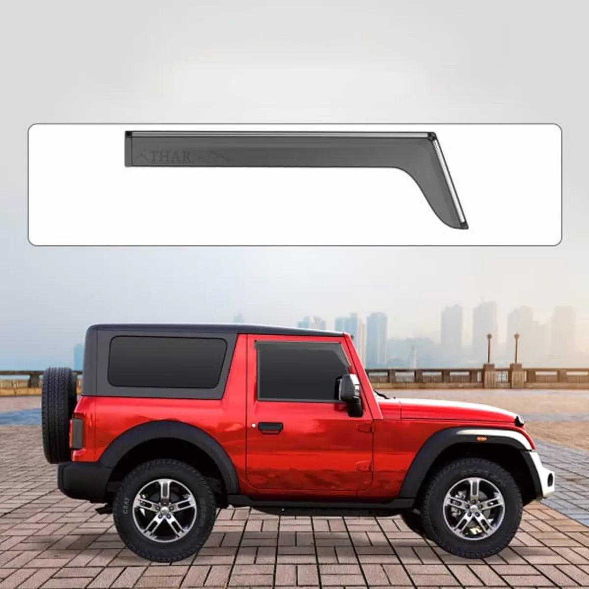 Cnleague Chrome Line Door Visor for Mahindra Thar (2020 Onwards)