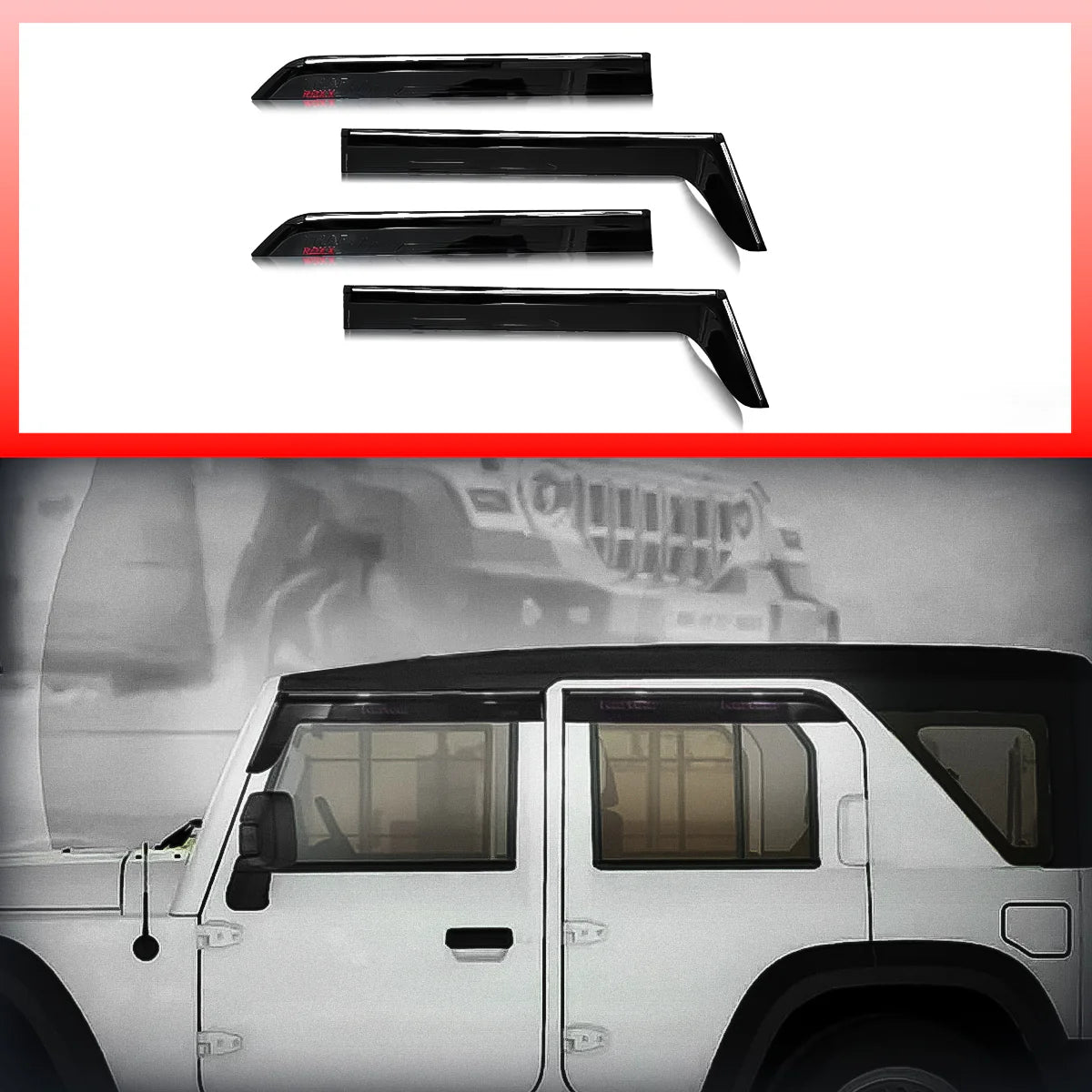 Mahindra Thar Roxx Rain Door Visors – Set of 4 | Premium ABS Window Deflectors