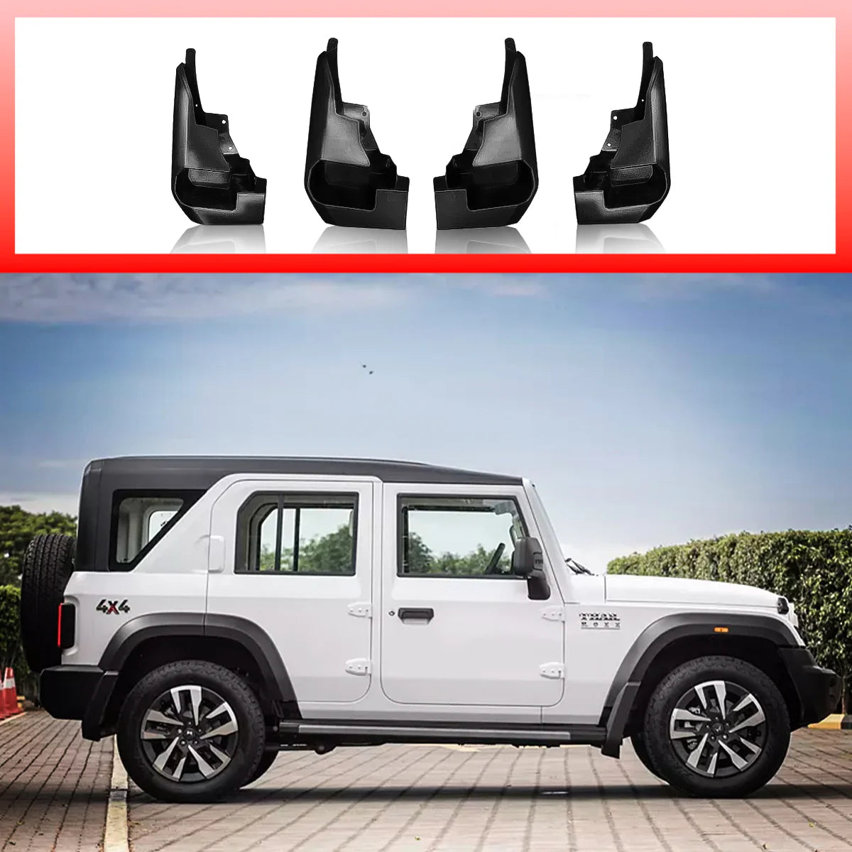 Mahindra Thar Roxx Heavy-Duty Mud Flaps – Set of 4 | Premium ABS Splash Guards