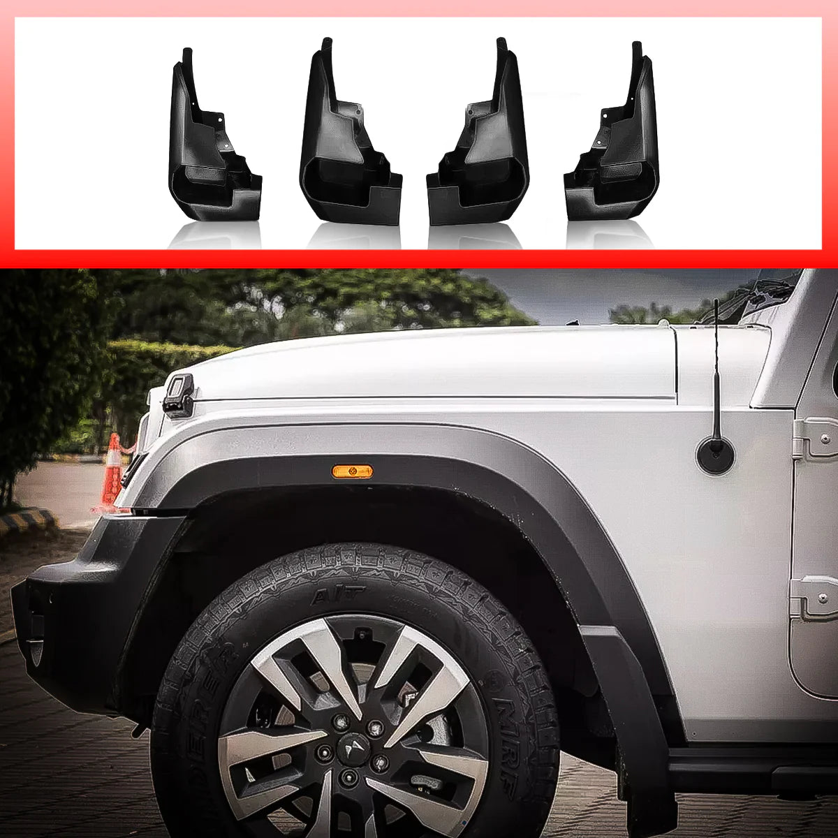 Mahindra Thar Roxx Heavy-Duty Mud Flaps – Set of 4 | Premium ABS Splash Guards