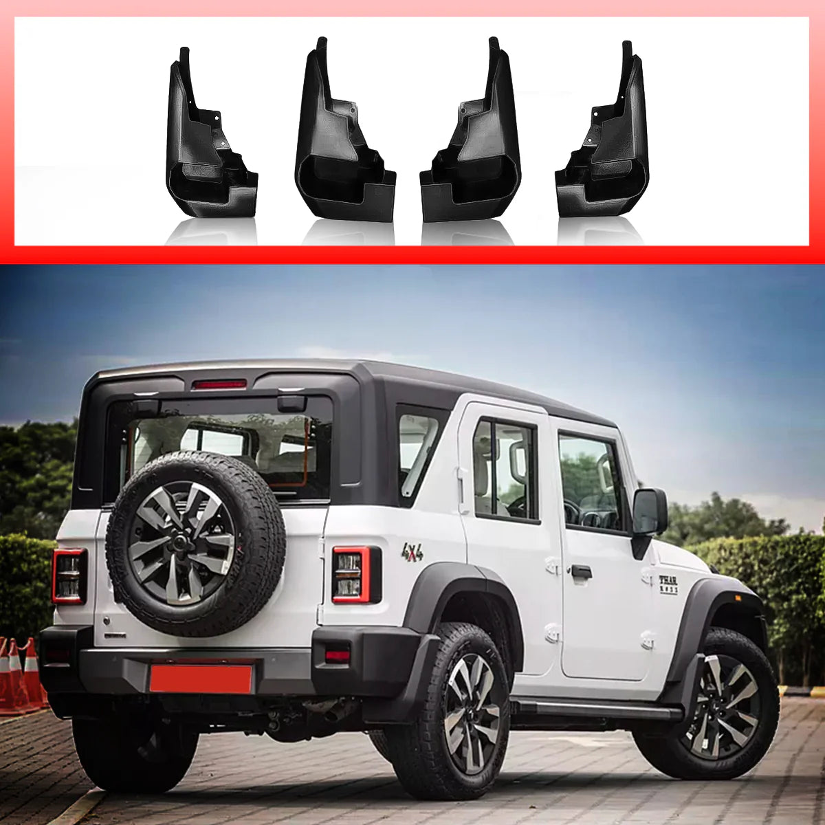 Mahindra Thar Roxx Heavy-Duty Mud Flaps – Set of 4 | Premium ABS Splash Guards