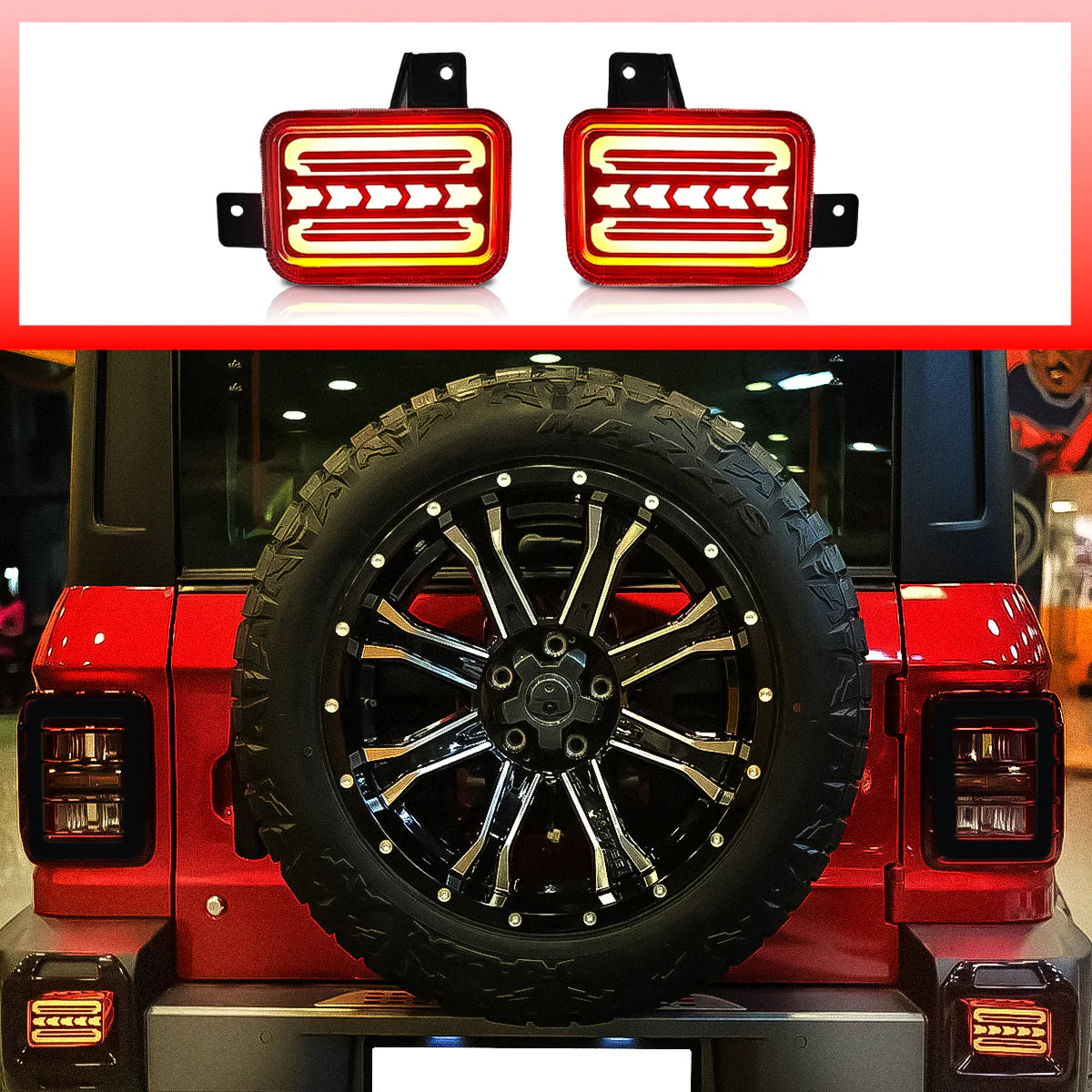 LED Reflector Lights with Running Indicator for Mahindra Thar Roxx (2024 Onwards) – Rear Strip Style