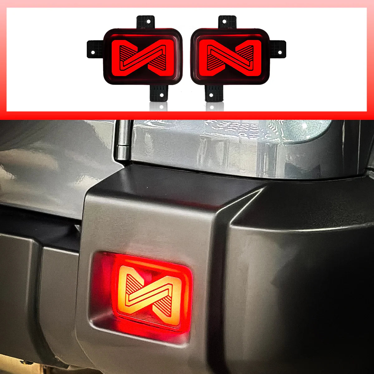 LED Reflector Lights with Running Indicator for Mahindra Thar Roxx (2024 Onwards) – Rear Strip Style