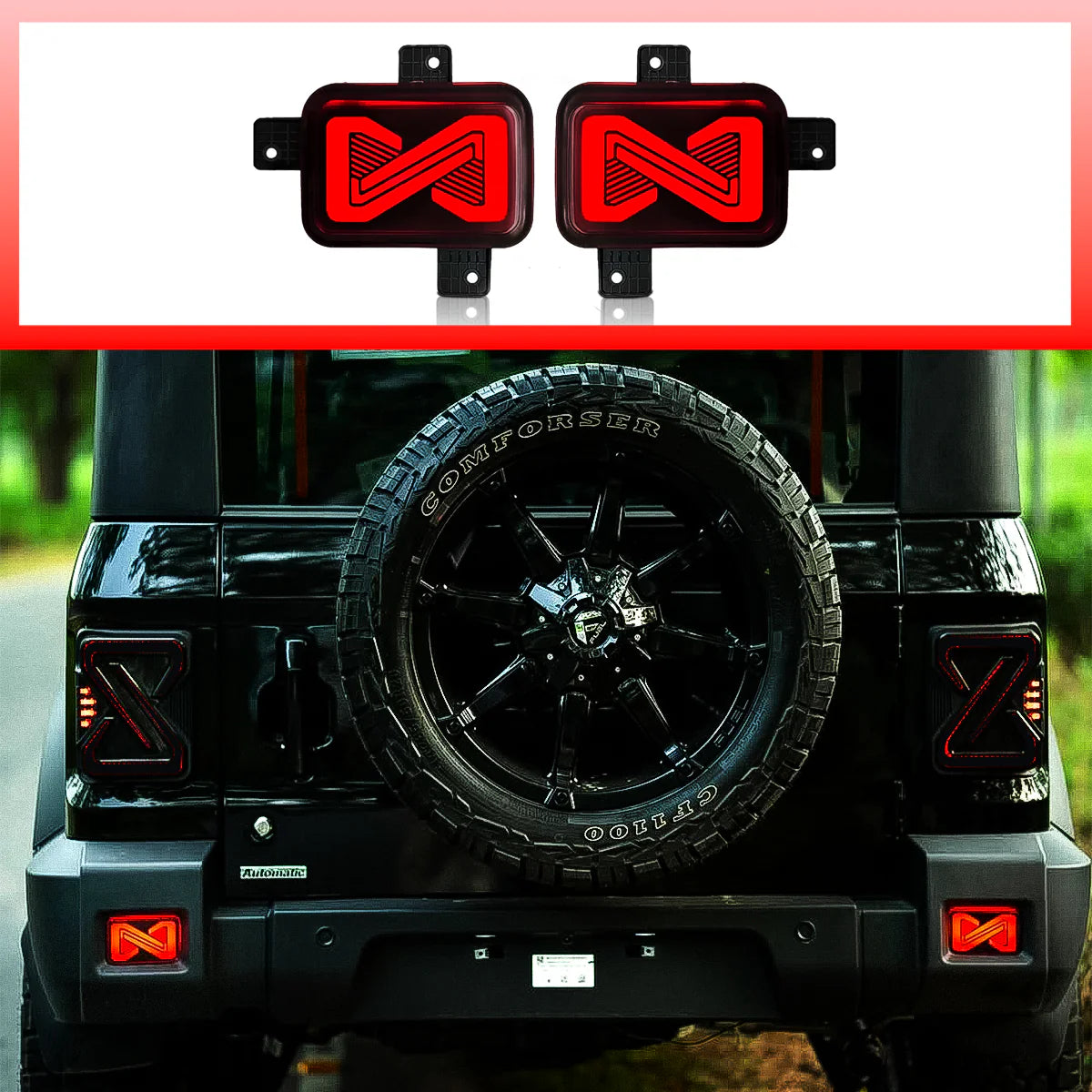 LED Reflector Lights with Running Indicator for Mahindra Thar Roxx (2024 Onwards) – Rear Strip Style