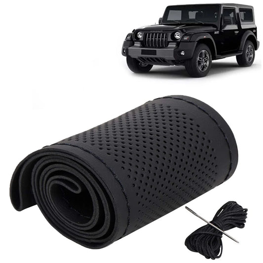 PU Leatherite Sewable Steering Wheel Cover for Mahindra Thar (2020 Onwards)